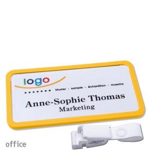 Targhette portanomi clip in plastica Office 40, giallo 