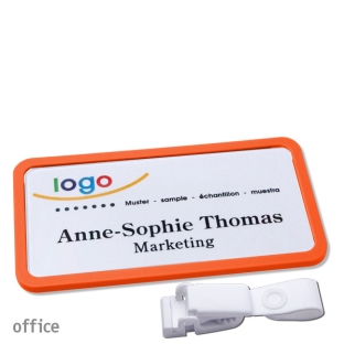 Targhette portanomi clip in plastica Office 40, arancione 