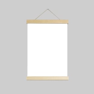 Profilo porta poster in legno, con cordino da appendere e attacco magnetico 220 mm | Pino