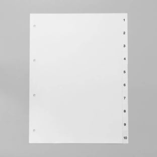 Divisori per raccoglitori formato A4, 12 parti (1-12), bianco (1 set)
