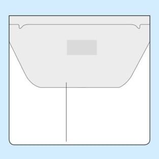 Tasche rettangolari, 109 x 100 mm con patta di chiusura, 2 compartimenti, con livello di riempimento 