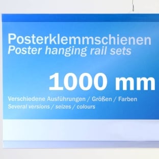 Profilo porta poster, plastica 1000 mm | trasparente | 2 ganci