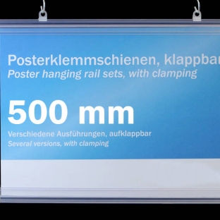 Profilo porta poster, plastica, apribile 500 mm | trasparente