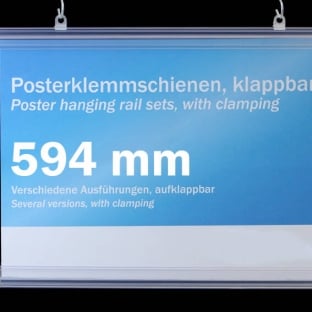 Profilo porta poster, plastica, apribile 594 mm | trasparente