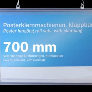 Profilo porta poster, plastica, apribile 700 mm | trasparente