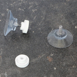 Ventose con dado 30 mm | M4, 10 mm di lunghezza | dado zigrinato in plastica bianca