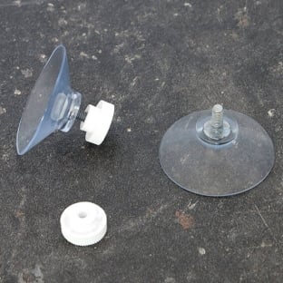 Ventose con dado 40 mm | M4, 10 mm di lunghezza | dado zigrinato in plastica bianca