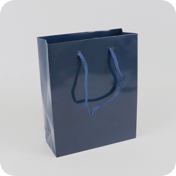 Borsa regalo con corda, 20 x 25 x 8 cm, blu, lucido 
