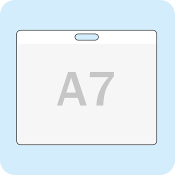 Buste porta badge per A7, formato orizzontale, con asola calendari 