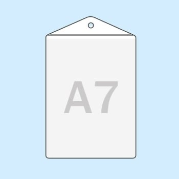 Buste porta badge per A7, formato verticale, con buco rotondo 