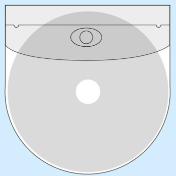 Tasche porta CD con patta di chiusura, autoadesivo, parte inferiore rotonda, trasparente 