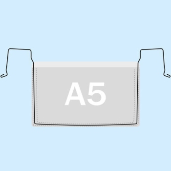 Buste con gancio metallico per formato A5, lato lungo aperto 