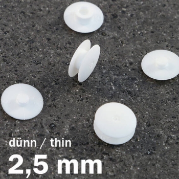 Occhielli a pressione in plastica, versione sottile, trasparente bianco | 2.5 mm