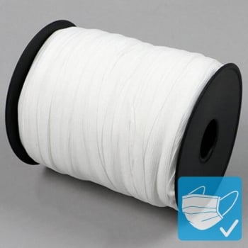 Cordino elastico in bobina, 6 mm, bianco, extra morbido (rotolo con 200 m) 