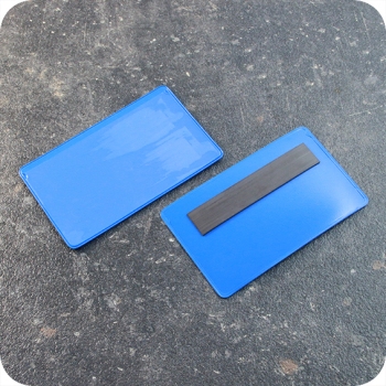 Buste magnetiche portadocumenti, 100 x 55/60 mm, con 1 striscia magnetica, lato largo aperto, blu 100 x 55/60 mm | con 1 striscia magnetica