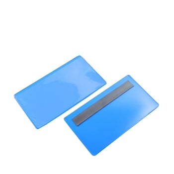 Buste magnetiche portadocumenti, 145 x 75/80 mm, con 1 striscia magnetica, lato largo aperto, blu 145 x 75/80 mm | con 1 striscia magnetica