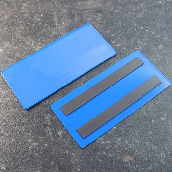 Buste magnetiche portadocumenti, 160 x 70/75 mm, con 2 strisce magnetiche, lato largo aperto, blu 160 x 70/75 mm | con 2 strisce magnetiche