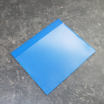 Buste magnetiche portadocumenti con patta per formato A5, con 1 striscia magnetica, lato largo aperto, PP, blu 