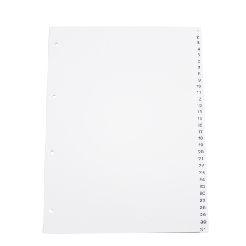 Divisori per raccoglitori formato A4, 31 parti (1-31), bianco (1 set) 