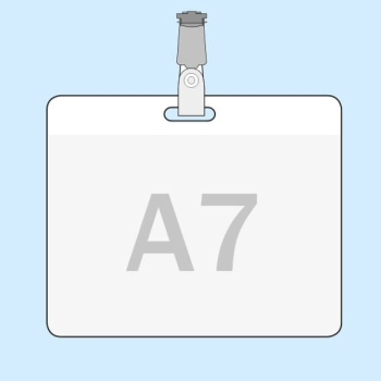 Buste portabadge per A7, formato orizzontale, con clip portabadge 