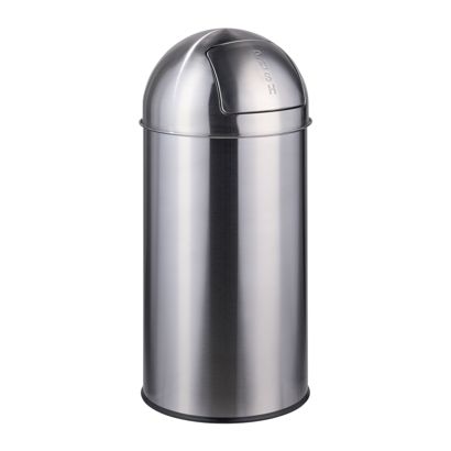 Pattumiera Push, acciaio inox argento opaco 35 l