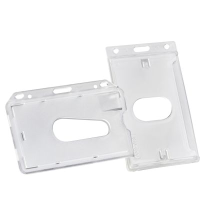 Buste porta badge, plastica dura, fessura per il pollice, opaco 