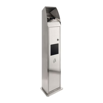 Posacenere da terra con cestino, acciaio inox, null