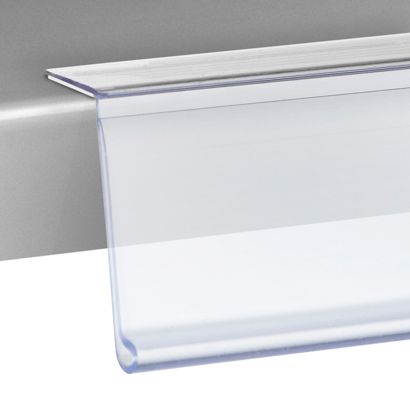 Profilo portaprezzi HE autoadesivo, 15° angolo di lettura 39 mm | 1000 mm | trasparente  | per incollare (nastro adesivo standard)  | Fondo adesivo 