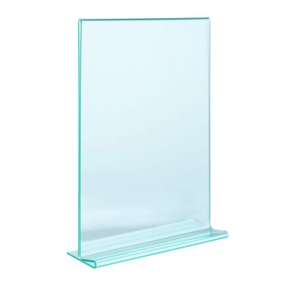 Porta avvisi da banco con base a T, PMMA (acrilico), trasparente-verde 