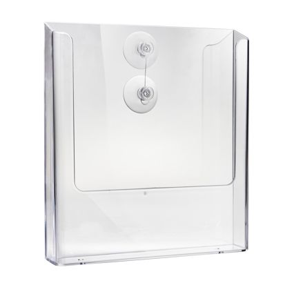 Porta brochure da parete con ventose, polistirolo, trasparente PTJ1 
