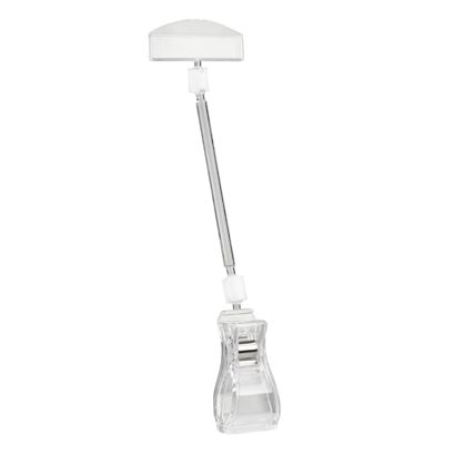 Clip con pinza grande e porta prezzo, estensione di 10 cm, trasparente 