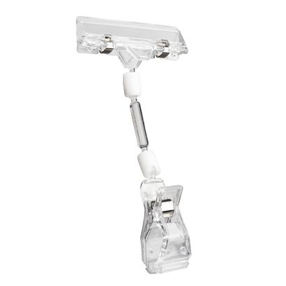 Clip con pinza grande e porta prezzo, 5 cm di estensione, trasparente 5 cm di estensione