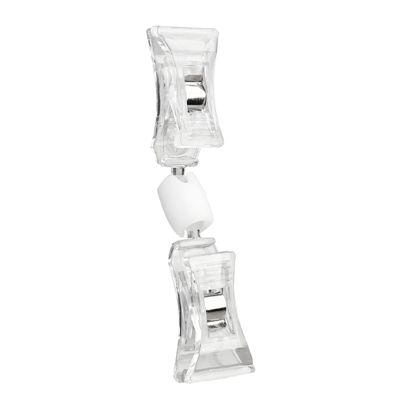 Clip porta prezzo con due pinze piccole,  trasparente senza estensione