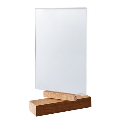 Espositore girevole in acrilico con base in legno A5 