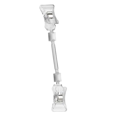 Clip porta prezzo con due pinze piccole, 6 cm di estensione, trasparente 6 cm di estensione