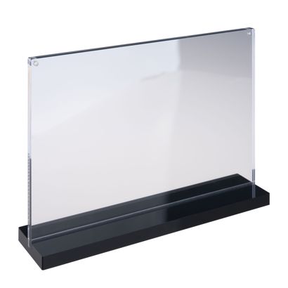 Porta avvisi da banco a T magnetico con base nera formato orizzontale | A4 210 x 297 mm