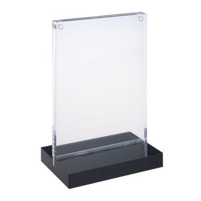 Porta avvisi da banco a T magnetico con base nera A6 - 105 x 148 mm  | formato verticale 