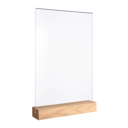 Espositore da tavolo MODUL, tasca in vetro acrilico con base in legno null | null | A4