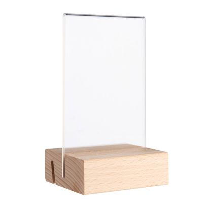 Espositore da tavolo MODUL, tasca in vetro acrilico con base in legno null | null | A7