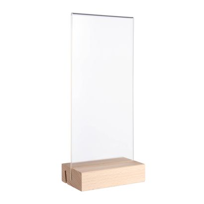 Espositore da tavolo MODUL, tasca in vetro acrilico con base in legno null | null | 1/3 A4