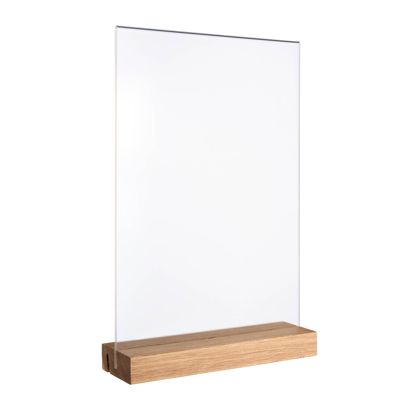 Espositore da tavolo MODUL, tasca in vetro acrilico con base in legno null | null | A4
