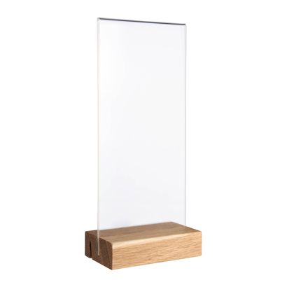 Espositore da tavolo MODUL, tasca in vetro acrilico con base in legno null | null | 1/3 A4