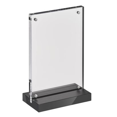 Porta avvisi da banco con base a T magnetico con base nera opaca formato verticale | A6