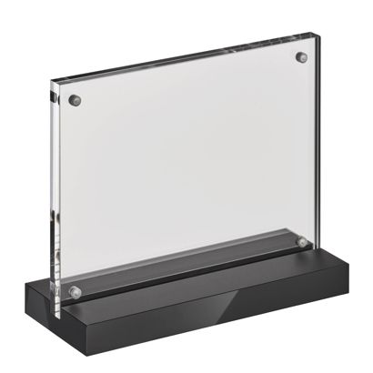 Porta avvisi da banco con base a T magnetico con base nera opaca formato orizzontale | A6