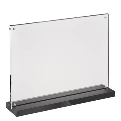 Porta avvisi da banco con base a T magnetico con base nera opaca formato orizzontale | A4
