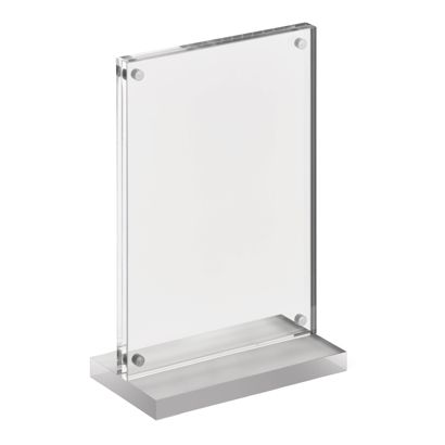 Porta avvisi da banco con base a T magnetico con base trasparente opaca formato verticale | A6