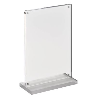 Porta avvisi da banco con base a T magnetico con base trasparente opaca formato verticale | A5