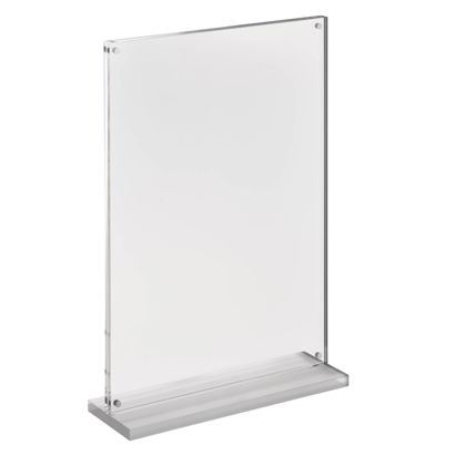 Porta avvisi da banco con base a T magnetico con base trasparente opaca formato verticale | A4