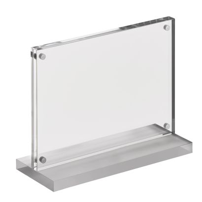 Porta avvisi da banco con base a T magnetico con base trasparente opaca formato orizzontale | A6