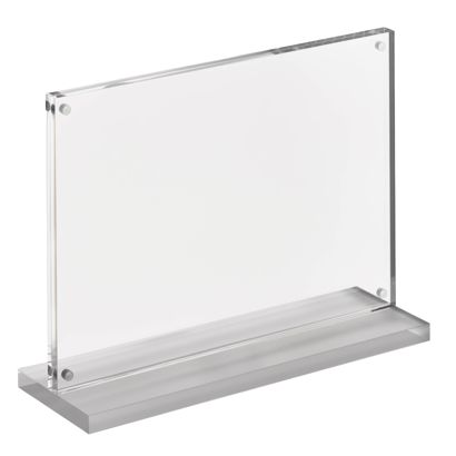 Porta avvisi da banco con base a T magnetico con base trasparente opaca formato orizzontale | A5